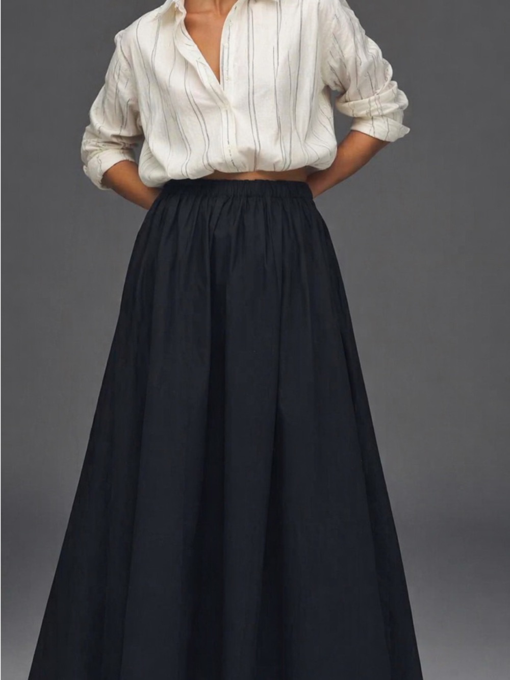 Anthropologie Black Full A-Line Maxi Skirt